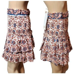 NWT House of Harlow smocked marbled rust skirt. M